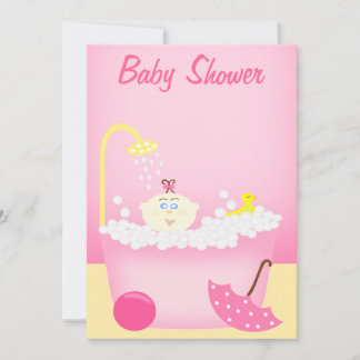Sudsy badkar Rosa Baby Shower Inbjudan