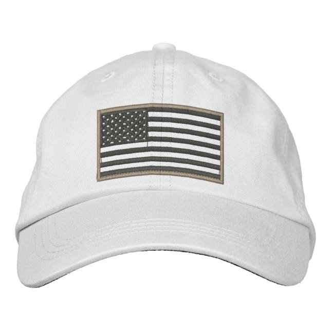 Sudued U.S. Flagga Embroized Hat (Beige) Broderad Keps (Framsida)