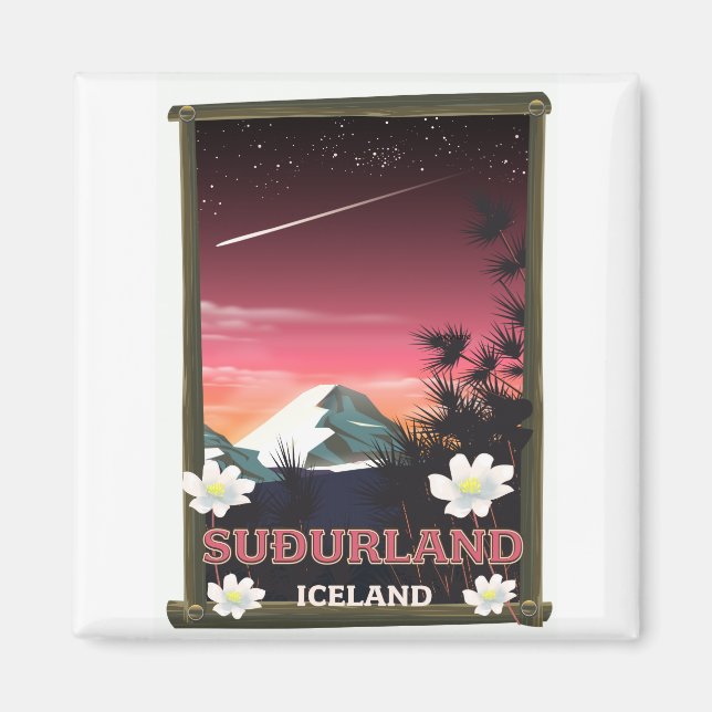 Suðurland Island researesaffiche Magnet (Framsidan)