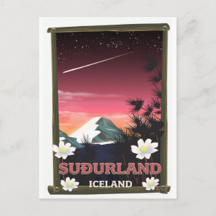 Suðurland Island resemässaaffisch Vykort