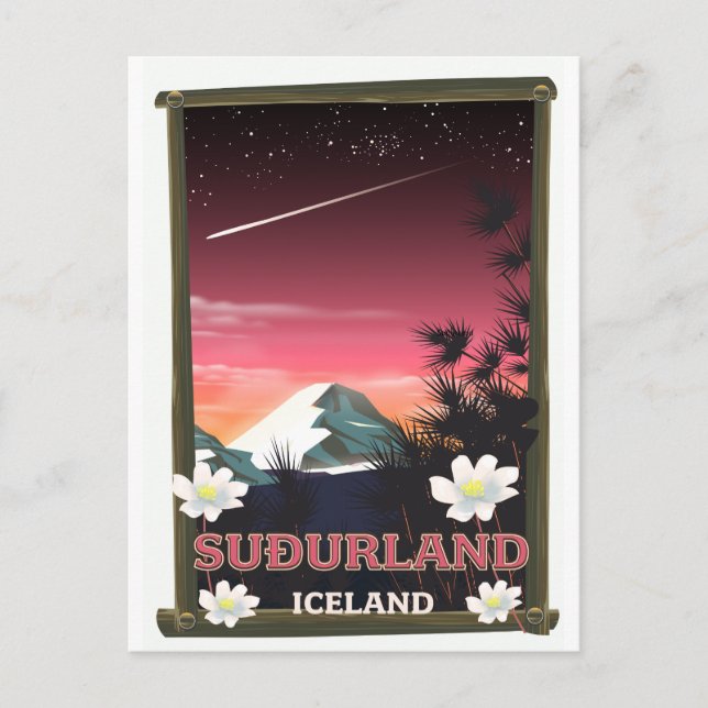 Suðurland Island resemässaaffisch Vykort (Framsida)