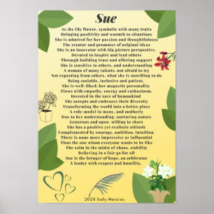 ’Sue’ Namn Dikt Poster