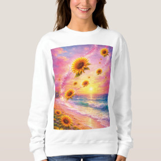 Sueño Marino de Girasoles: Atardecer en la Playa T Shirt