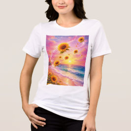 Sueño Marino de Girasoles: Atardecer en la Playa T Shirt