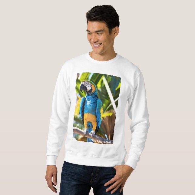 Suéter Básico Masculino Arara Azul Lång Ärmad Tröja (Hel framsida)