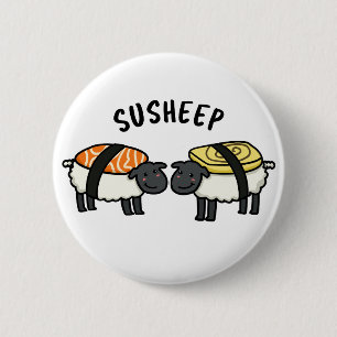 Sufår Funny Sushi Sheep Pun Knapp