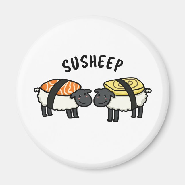 Sufår Funny Sushi Sheep Pun Magnet (Framsidan)