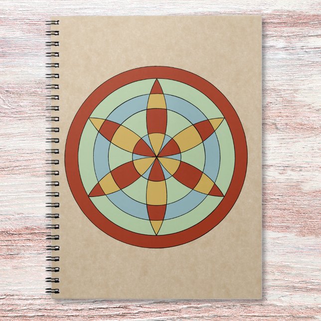 Suffolk Hexafoil (Daisy Wheel) Witch Mark Anteckningsbok (Suffolk Hexafoil (Daisy Wheel) Witch Mark Notebook on Desk)