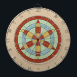 Suffolk Hexafoil (Daisy Wheel) Witch Mark Darttavla<br><div class="desc">Utformningen baseras på en medeltida apotropaiksymbol (skyddande) som är placerad i en kyrka i Worlington, Suffolk, England. Här har symbolen nyanser som baseras på paletten färg från bayeux-banderiet.</div>