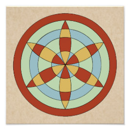 Suffolk Hexafoil (Daisy Wheel) Witch Mark Fototryck