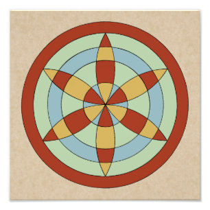 Suffolk Hexafoil (Daisy Wheel) Witch Mark Fototryck