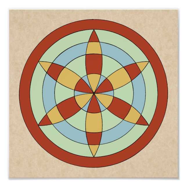 Suffolk Hexafoil (Daisy Wheel) Witch Mark Fototryck (Framsidan)