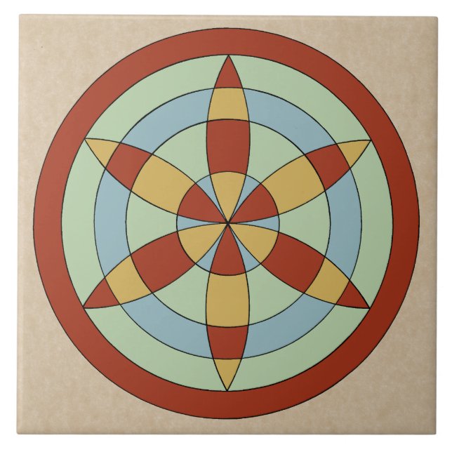 Suffolk Hexafoil (Daisy Wheel) Witch Mark Kakelplatta (Framsidan)