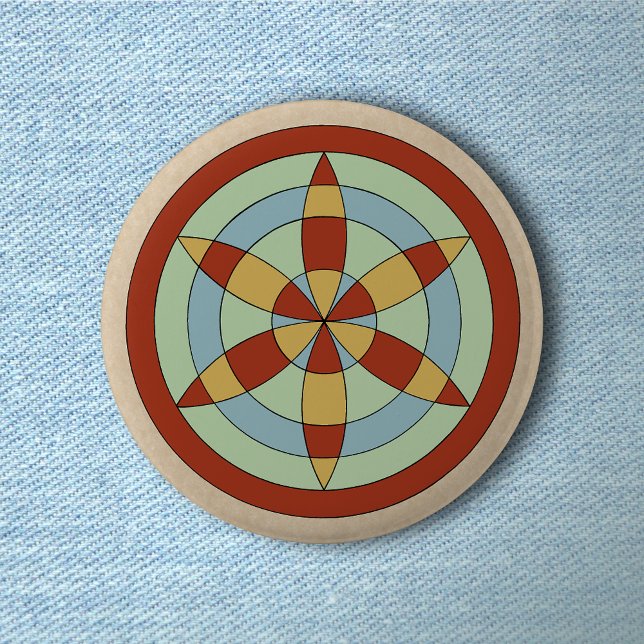 Suffolk Hexafoil (Daisy Wheel) Witch Mark Knapp (Suffolk Hexafoil (Daisy Wheel) Witch Mark Button on Light Denim)