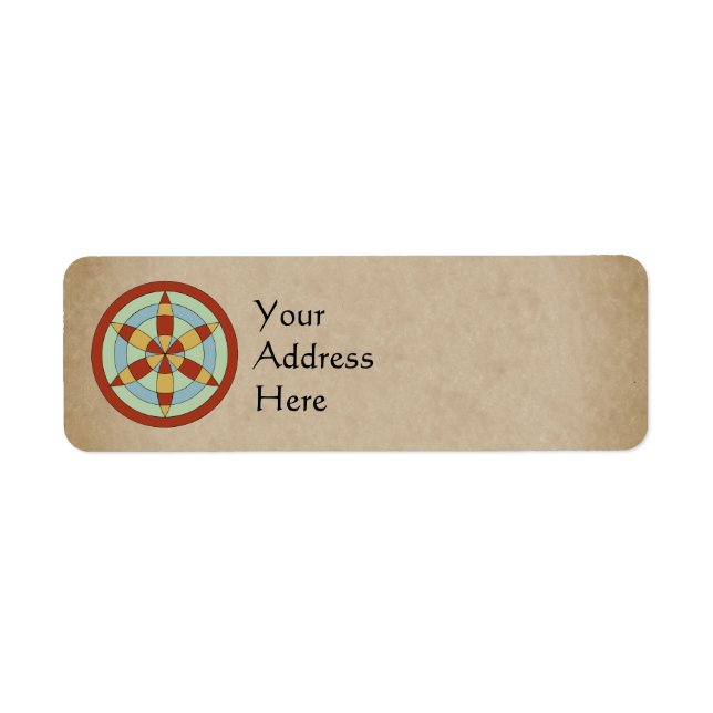 Suffolk Hexafoil (Daisy Wheel) Witch Mark Returadress Etikett (Framsidan)