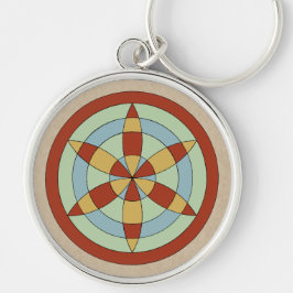 Suffolk Hexafoil (Daisy Wheel) Witch Mark Rund Silverfärgad Nyckelring