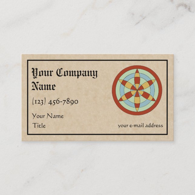 Suffolk Hexafoil (Daisy Wheel) Witch Mark Visitkort (Framsida)