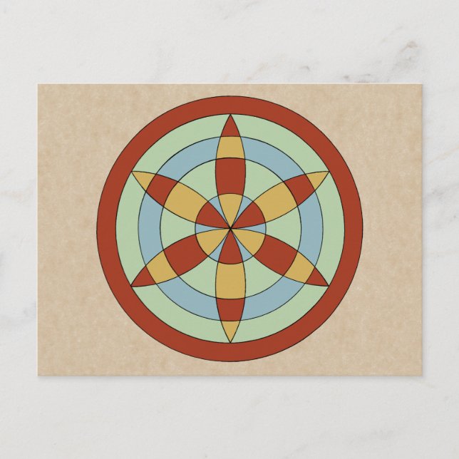 Suffolk Hexafoil (Daisy Wheel) Witch Mark Vykort (Framsida)