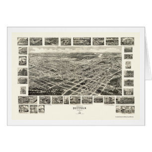 Suffolk panorama- karta för VA - 1907 Hälsningskort
