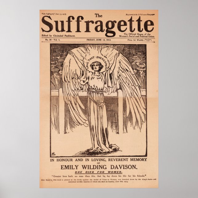 Suffragette, Emily Davison, Vintage Poster (Framsidan)
