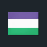 Suffragette Flagga Canvastryck<br><div class="desc">Denna utformning präglas av flagga från den rösträttsrörelse som under 1900-talet kämpade för högerna att rösta i offentliga val, som kallas kvinnlig rösträtt. Det var första gången som man kom överens om att "kväva rörelsen", men de berörda kvinnorna accepterade snart och tog över det nya namn som ett tecken på...</div>