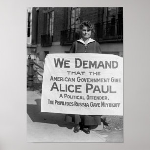 Suffragette med signatur som stöder Alice Paul - Poster