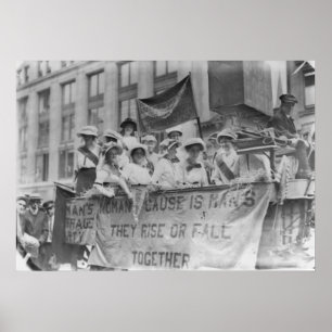 Suffragettes som rider en flöte poster
