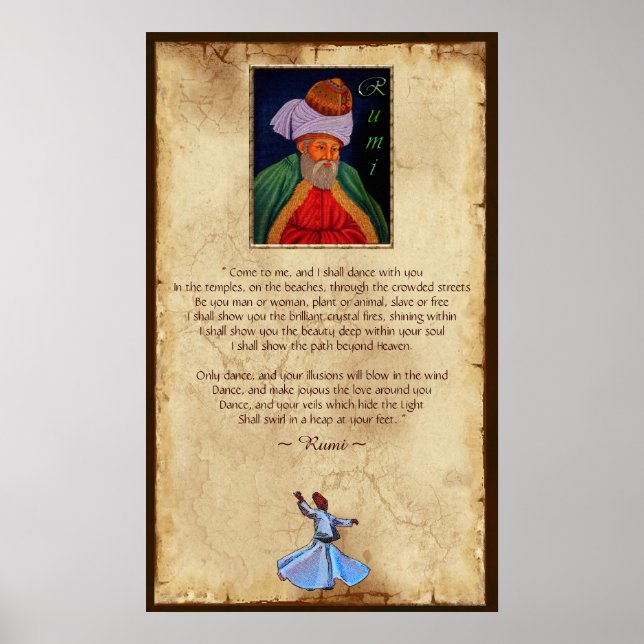 Sufi Mystic Wisdom by Rumi on Parchment BG Poster (Framsidan)