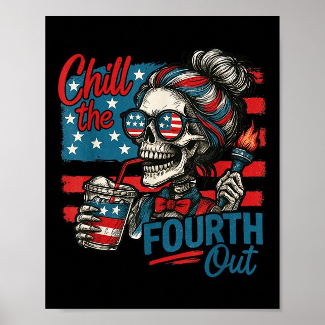 Sug på fjärde juli skelett rolig patriotisk 4 juli poster (Framsidan)