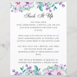 Sug upp det. Babyduschspel. Lila blommigt