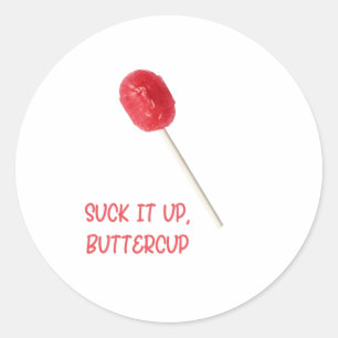 Suga upp muskon med Red Lollipop Runt Klistermärke