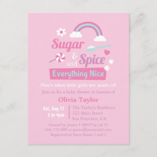 Sugar and Spice Girls Rosa Baby Shower-inbjudninga Inbjudningar