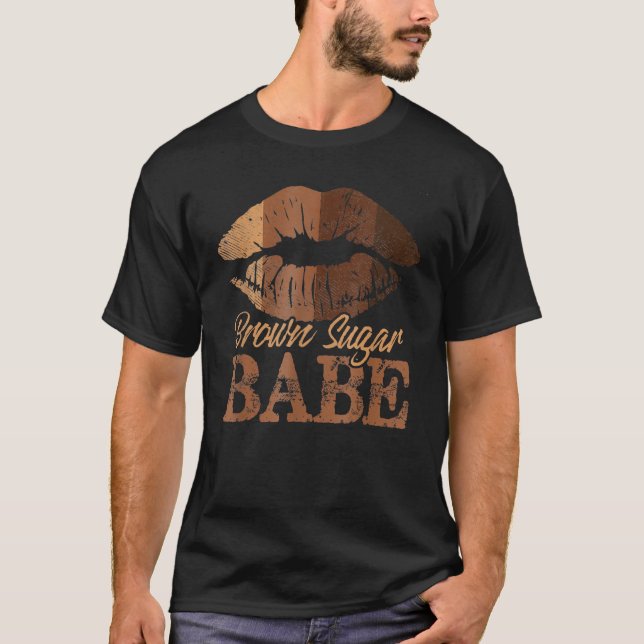 Sugar Babe Brown Proud Black Women Melanin Lips Gi T Shirt (Framsida)