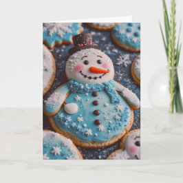 Sugar Cookie Snowman Christmas Card with Recipe Helgkort