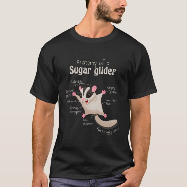 Sugar Glider Anatomy T Shirt (Framsida)