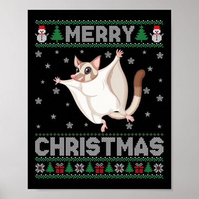 Sugar Glider Animal Manar Women Kids Ugly God jul Poster (Framsidan)