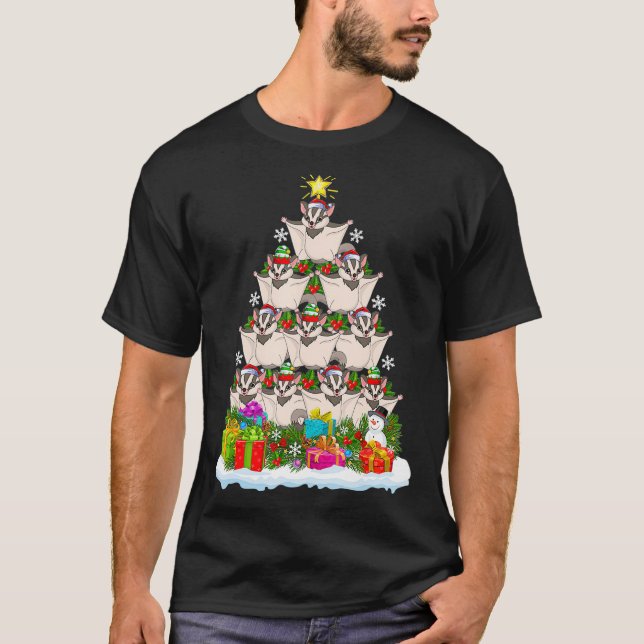 Sugar Glider Julafton Träd Lighting Santa Sugar Gl T Shirt (Framsida)
