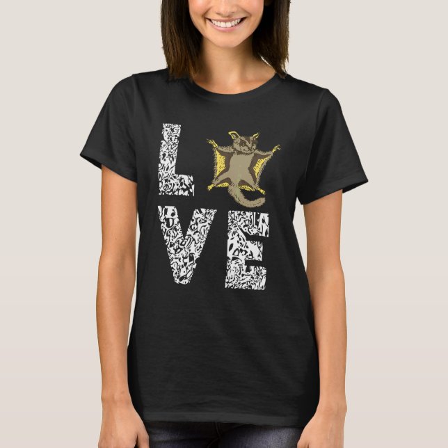 Sugar Glider Kärlek Glidande Djur Australiensisk E T Shirt (Framsida)