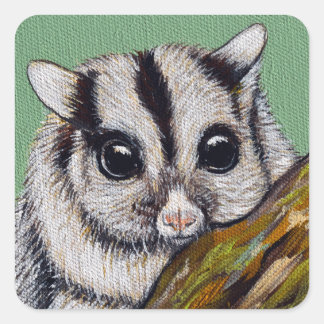 Sugar Glider Painting Fyrkantigt Klistermärke
