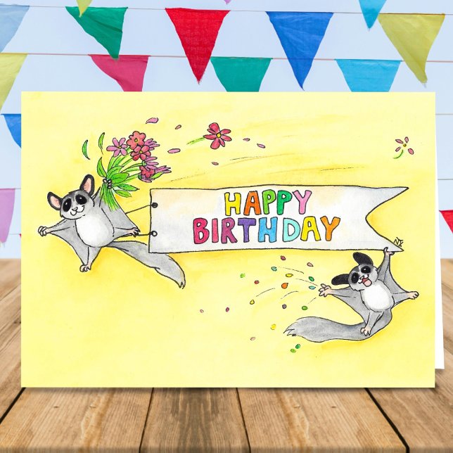 Sugar Gliders Grattis på födelsedagen hälsning Kort (Skapare uppladdad)