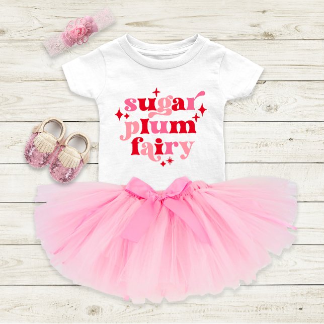 Sugar Plum Fairy Typografi Konst Personlig Rosa  T Shirt (Skapare uppladdad)