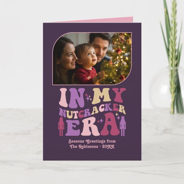 Sugar Plum Fun Retro Christmas Photos Helgkort (Framsida)