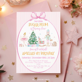 Sugar Plum Jul Nötknäppare Rosa Slöja Födelsedag Inbjudningar