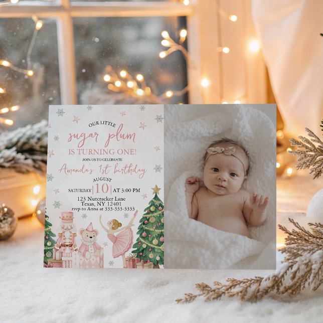 Sugar Plum Nutcracker Photo Invite Inbjudningar (Skapare uppladdad)