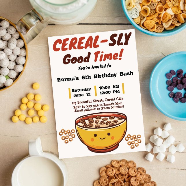 Sugar Rush och Sweet Surprises: Cereal Party Inbjudningar (Skapare uppladdad)