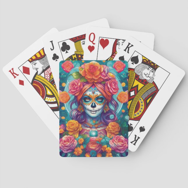 Sugar Skull Art - Blossoming Mystique Casinokort (Baksidan)