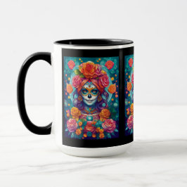 Sugar Skull Art - Blossoming Mystique Mugg
