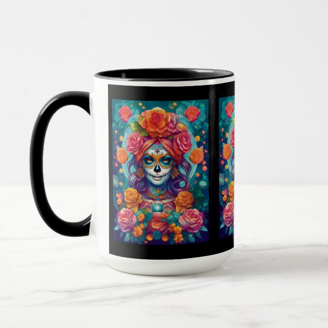 Sugar Skull Art - Blossoming Mystique Mugg (Vänster)