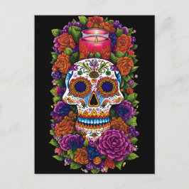 Sugar Skull Art - Celebrate Dia de los Muertos Vykort