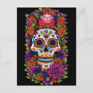 Sugar Skull Art - Celebrate Dia de los Muertos Vykort